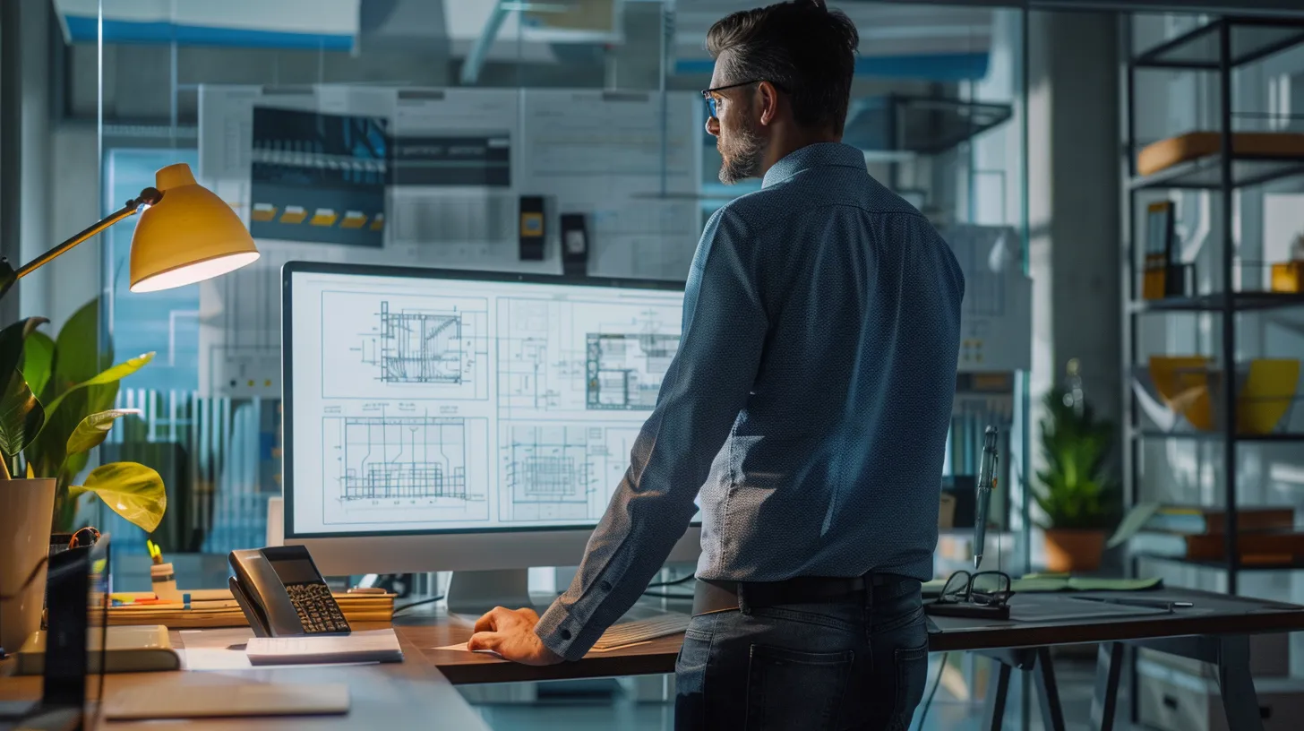 a sleek, modern office environment showcases a professional discussing blueprints and gas line schematics, with attention to detailed regulations and safety protocols on display in a well-organized workspace. a sleek, modern office environment showcases a professional discussing blueprints and gas line schematics, with attention to detailed regulations and safety protocols on display in a well-organized workspace.