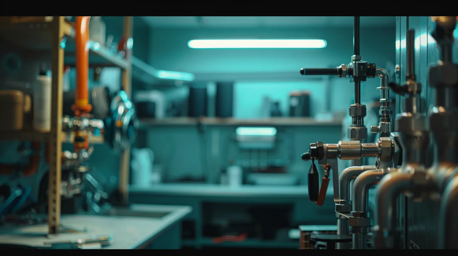 a focused close-up of a modern, well-lit plumbing maintenance workshop, showcasing advanced leak detection equipment and neatly arranged tools, emphasizing a proactive approach to preventing slab leaks. a focused close-up of a modern, well-lit plumbing maintenance workshop, showcasing advanced leak detection equipment and neatly arranged tools, emphasizing a proactive approach to preventing slab leaks.