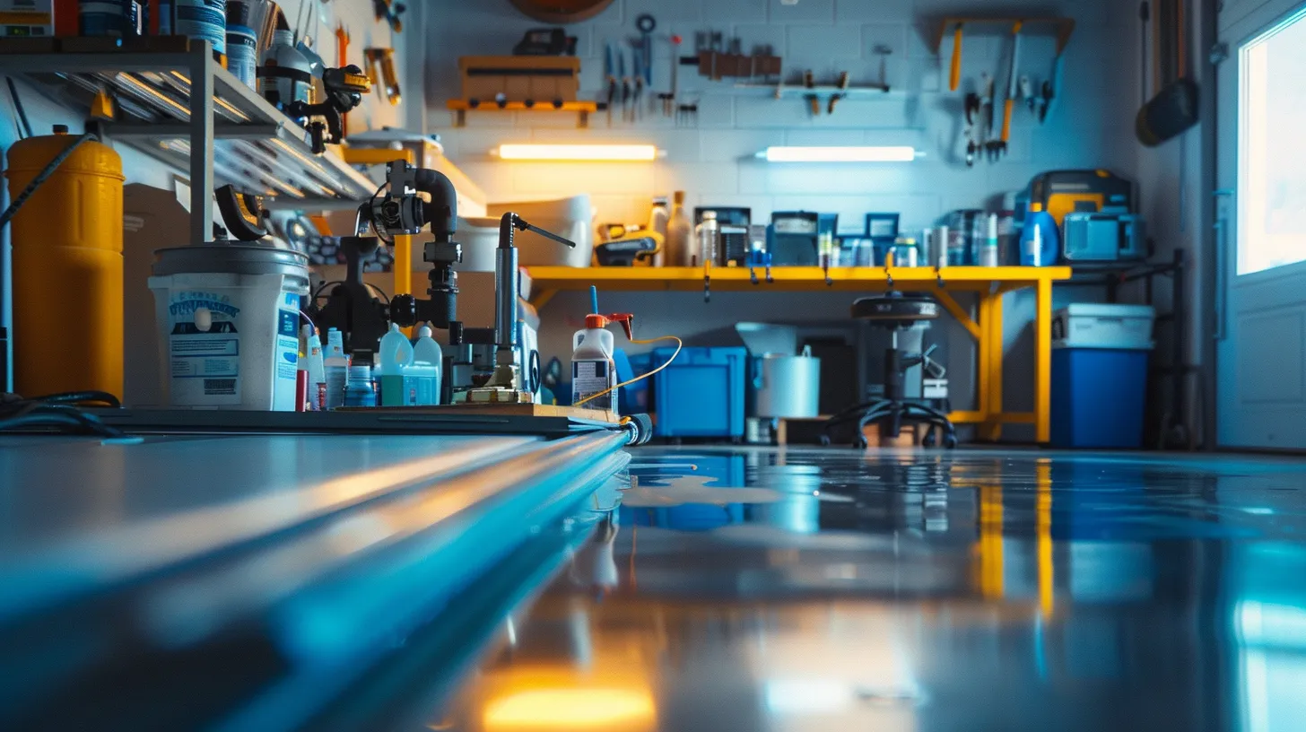 a focused image of a modern, well-lit home repair workspace featuring an expert examining pipe leaks with advanced diagnostic tools, surrounded by epoxy and polyethylene materials, emphasizing an organized approach to tackling slab leaks. a focused image of a modern, well-lit home repair workspace featuring an expert examining pipe leaks with advanced diagnostic tools, surrounded by epoxy and polyethylene materials, emphasizing an organized approach to tackling slab leaks.