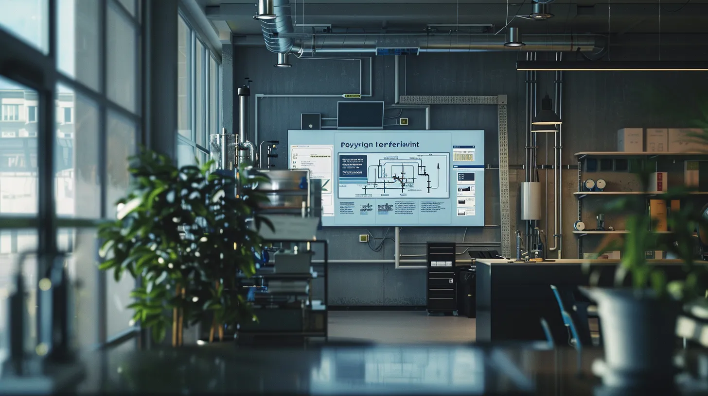 a sleek, modern office space showcases a professional plumbing service team engaged in a focused consultation, surrounded by advanced equipment, with testimonials displayed prominently on a digital screen to emphasize their expertise and commitment to customer satisfaction. a sleek, modern office space showcases a professional plumbing service team engaged in a focused consultation, surrounded by advanced equipment, with testimonials displayed prominently on a digital screen to emphasize their expertise and commitment to customer satisfaction.