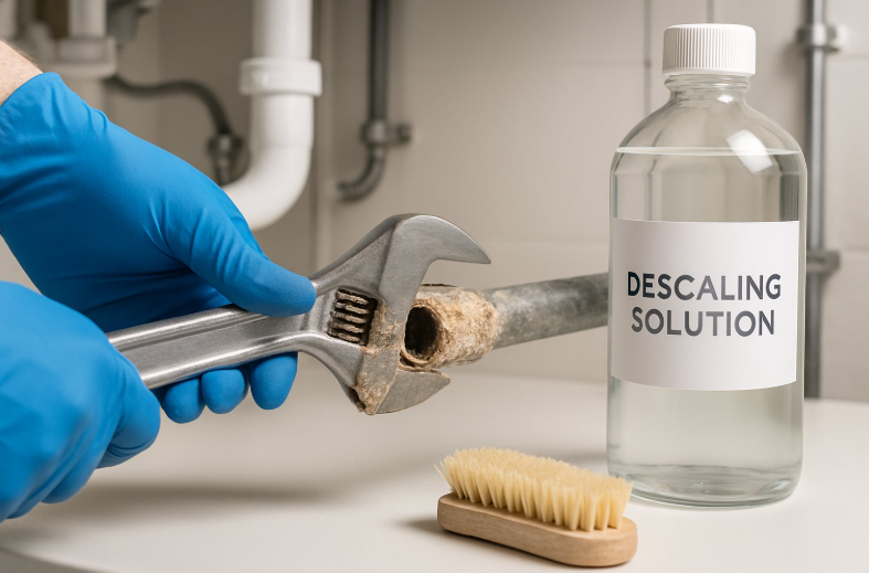 what breaks down calcium deposits in pipes